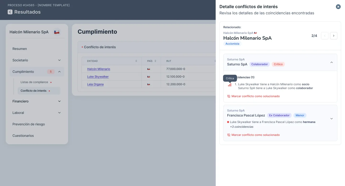 Plutto en acción detectando conflictos de interés