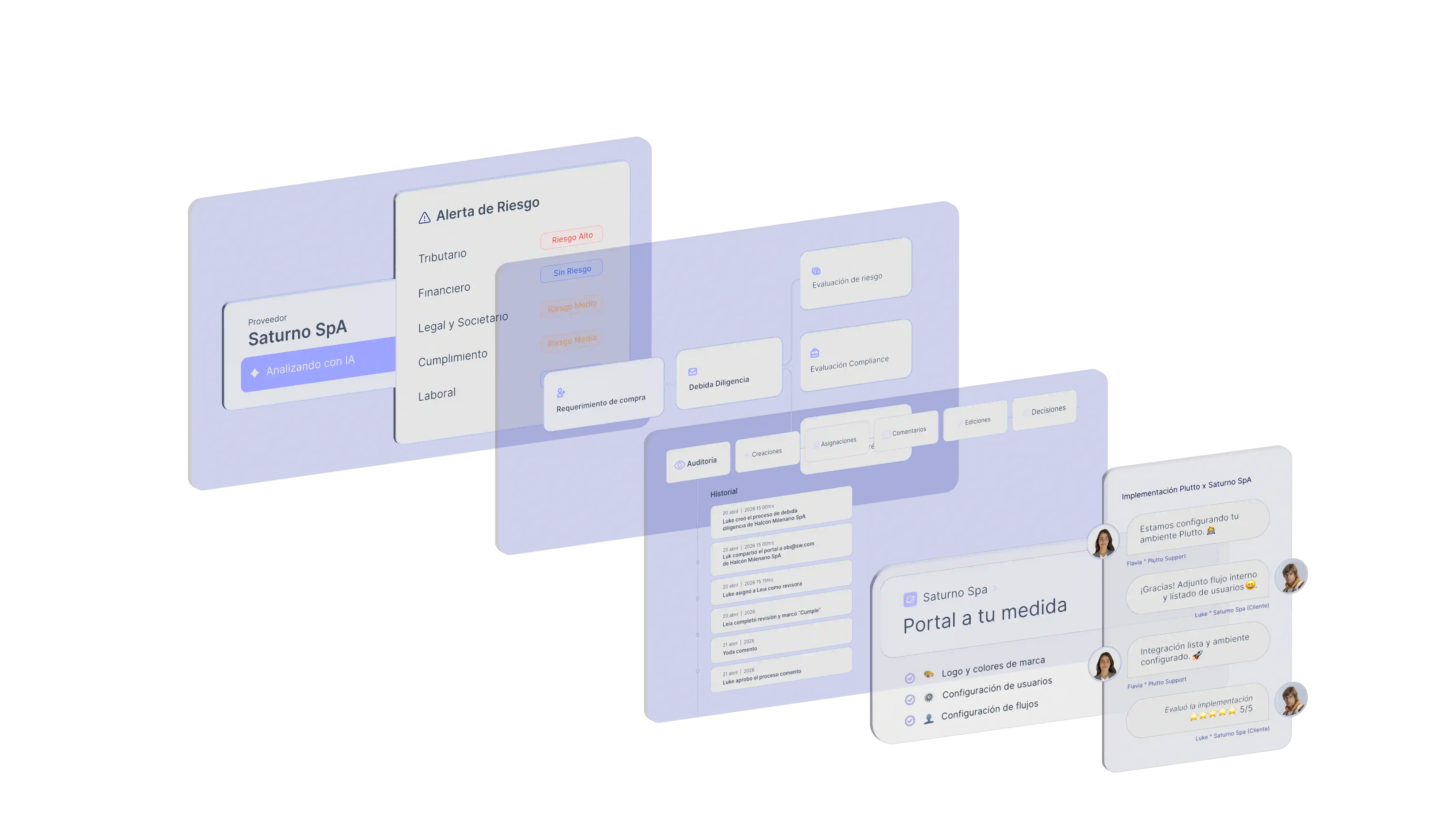 Dashboard de Plutto: evaluación de terceros automatizada con precalificación, conflicto de interés y actividad en tiempo real